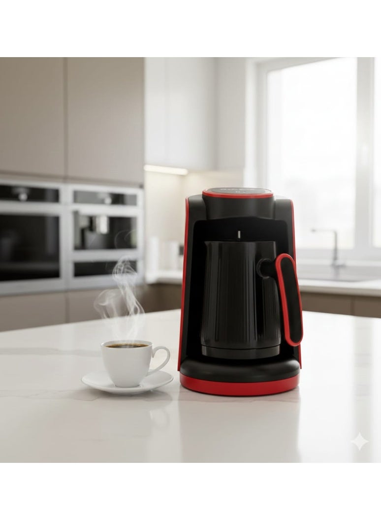 مارادو ماكينة صنع القهوة التركية مارادو MA-1688 بقدرة 600 واط، سعة من 1 إلى 5 أكواب، تحضير سريع مع مقبض مقاوم للحرارة، لون احمر - Image 1